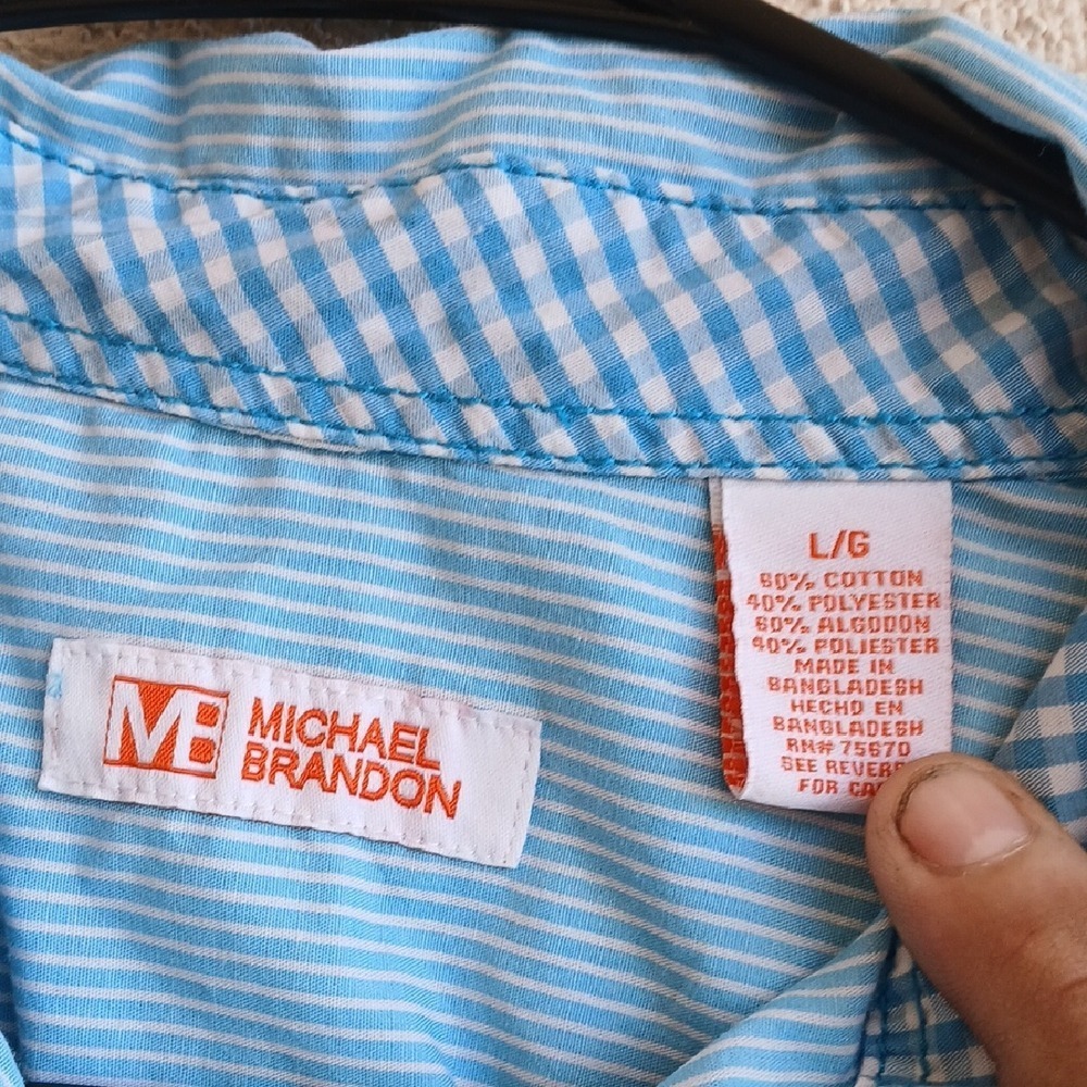 Michael Brandon Light Blue Striped Casual Shirt - Picture 3 of 4